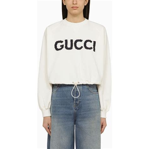 felpa gucci bianca con fiorellini|GUCCI: Felpa basic in cotone .